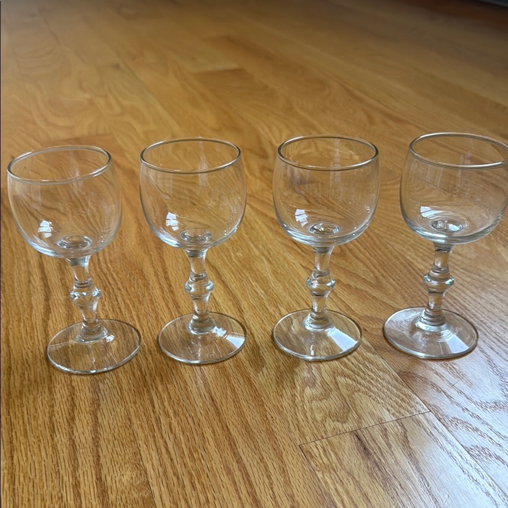 Vintage Mini Stemmed Wine / Cordial / Aperitif Glasses Set of 4